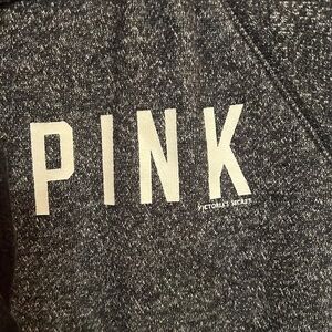 Victoria's Secret PINK Gray Fleece Pullover with Black Logo Trim